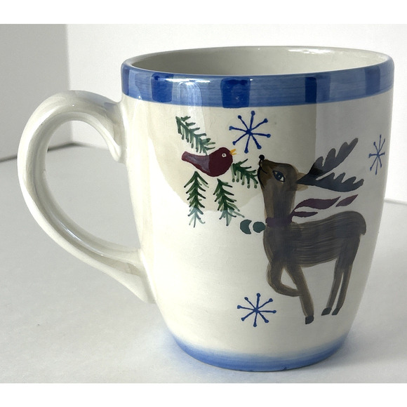 Holiday Christmas Coffee Cocoa Tea Mug Cup Royal Seasons Reindeer Bird 22 oz - Picture 3 of 6